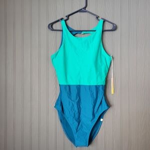 NWT Summersalt The Cove Colorblock One-Piece Swimsuit Green Blue Women's Size 12